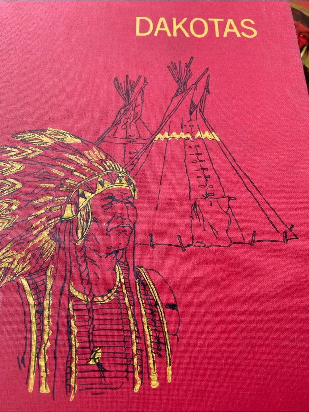 Vintage Native American Indian book Indians Dakotas Chief feather headdress red - Picture 1 of 5